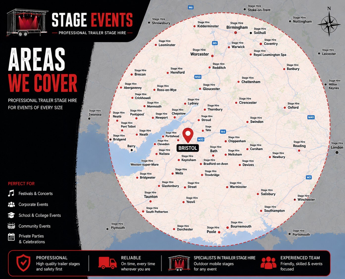 stage hire areas we cover